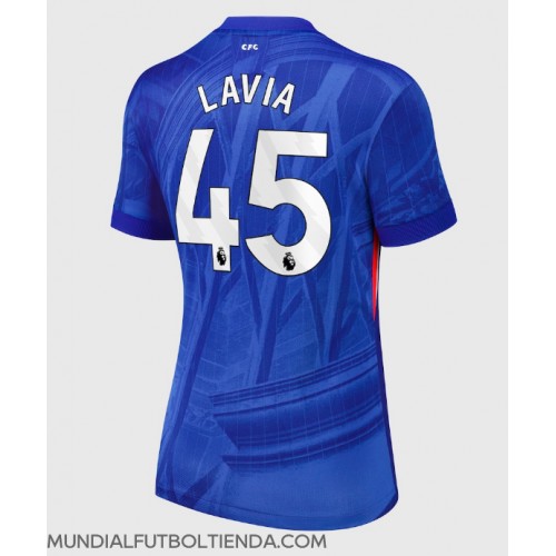 Camiseta Chelsea Romeo Lavia #45 Primera Equipación Replica 2025-26 para mujer mangas cortas